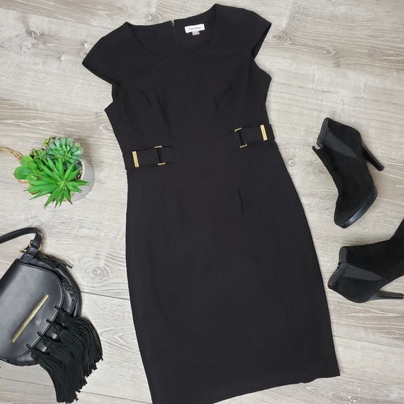 Calvin Klein Dresses & Skirts - Calvin Klein size 6 black dress with gold hardware